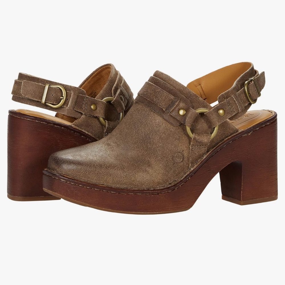 Brown Leather Women's Clogs